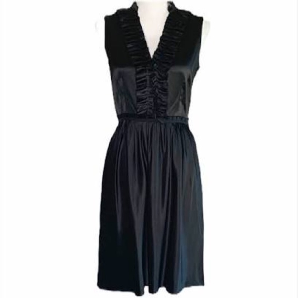 Cynthia Steffe Black Silk Ruffle Dress,0